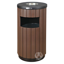南方公园圆形垃圾桶户外钢木垃圾筒室外公用垃圾箱果皮箱GPX-57 进口山樟木(C铁烤漆条)