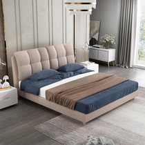 A家家具 双人床现代简约布艺床婚床1.8米可拆洗布艺软靠床DA0183(杏色 1.5米架子床)