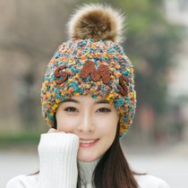 SUNTEK毛线帽子女秋冬季加绒护耳针织帽韩版时尚百搭加厚保暖防寒套头帽(可调节 卡其色)