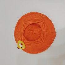 SUNTEKins秋冬新款韩版婴幼儿童洋气针织帽贝雷帽子宝宝柔软画家毛线帽(约7个月-4岁（46-52cm）有弹性 橘色（卡通）)