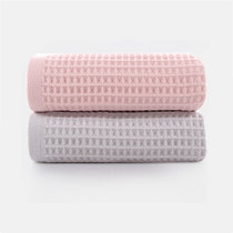 图强蜂窝浴巾y7380-粉色1条+灰色1条 轻薄便携柔软吸水