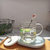 韩版猫咪玻璃杯景观水杯创意可爱杯子女学生早餐牛奶果汁杯带盖子(鱼骨头带盖爱心勺+恒温垫 默认版本)