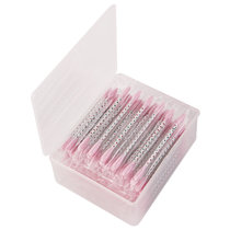 优家（UPLUS）粉色圆头尖头彩纸轴多功能化妆清洁双头棉签100支单支独立包装（盒装 耳鼻清洁棉棒）