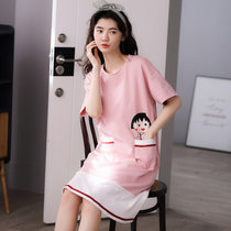 ZHF筑恒丰  纯棉 圆领短袖睡裙B-YJK8523(粉红色 XL)