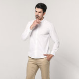 商场款 男士纯棉舒适版型休闲青年翻领长袖衬衣(白色 39)