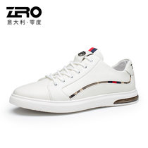 Zero零度板鞋男2021新款透气男鞋真皮百搭小白鞋时尚休闲鞋子男潮(白色 44)