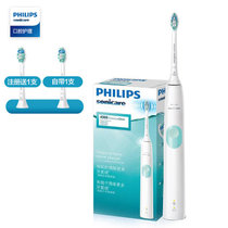 飞利浦(PHILIPS) 电动牙刷 净齿呵护型 成人声波震动牙刷 2种洁齿强度可选 力度感应 薄荷绿色 HX6807