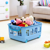 爱丽思IRIS 日本可叠加彩色收纳筐 大号塑料儿童玩具杂物收纳篮框整理筐KC-540(蓝色)