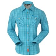 磐雾（pinewood）CW121120女式长袖时尚格子衬衫（蓝格）（M）