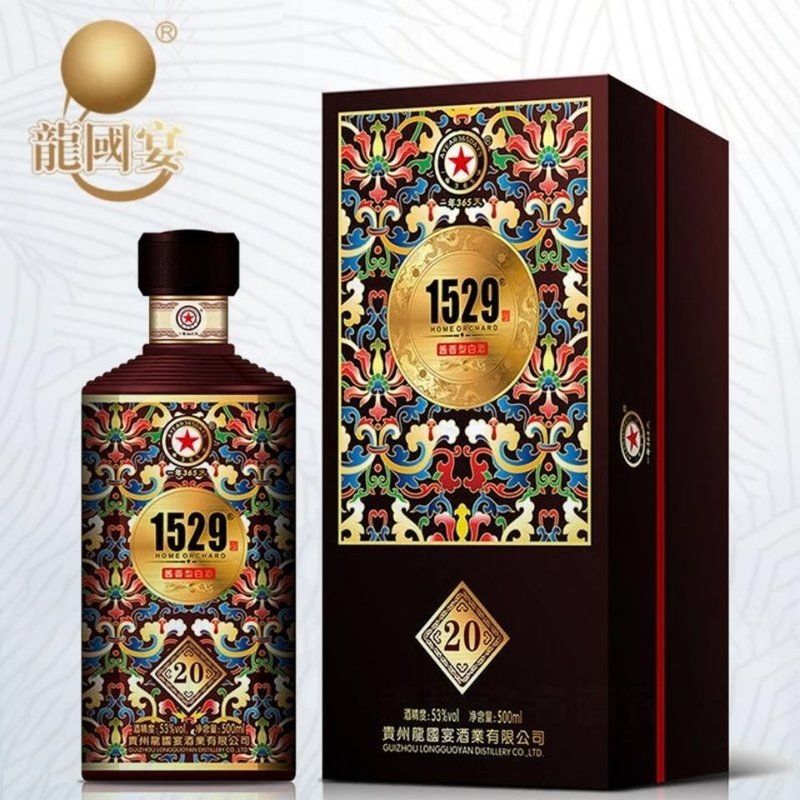 白酒整箱贵州名酒龙国宴1529咖啡色53度酱香型白酒500ml1瓶装纯粮白酒