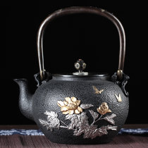 加藤松秀铁壶 日本南部铁壶铸铁煮水烧水茶壶功夫茶具铸铁壶送银色铜壶叉(朱雀瑞兽纹+赠品配件 其他)