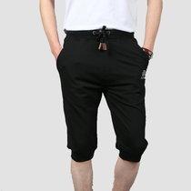 战地吉普AFS JEEP弹力针织男士短裤 2025小脚运动中裤 五分裤包邮(黑色 XL)