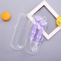 两支装硅胶勺子宝宝喂养训练勺软头勺喂药吃饭勺儿童辅食套装(紫色)