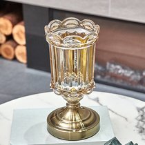 高档新古典欧式古铜水晶玻璃花瓶样板房家居装饰客厅餐桌花瓶摆件(小号花瓶（不含花可蓄水养花）)