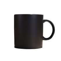 欧式高档陶瓷黑色哑光大容量马克杯子创意简约磨砂咖啡杯带勺水杯(黑色哑光马克杯（单杯）)