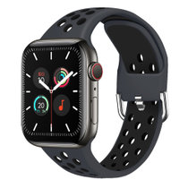 新款适用于苹果watch运动手表表带双色硅胶透气38/40/41/42/44/45通用表带(纯黑 38/40/41MM通用)
