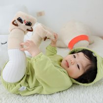 冬宝宝加绒地板鞋袜可爱婴儿鞋超软羊羔绒加绒地板中筒不掉袜套(浅卡其色 加菲猫-防滑加绒 【M】1-2岁（脚12-14CM）)