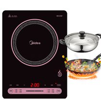 美的(Midea)电磁炉家用2200W大火力恒匀火持续加热电磁灶触摸操作C22-RH2269（赠渗氮炒锅+汤锅）(黑色 热销)