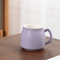 陶瓷杯子马克杯带盖勺创意情侣早餐杯男女水杯牛奶杯家用咖啡杯(浅紫早餐杯（单杯）)