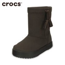 Crocs童鞋靴子卡骆驰女童短靴小芮莉洛基雪地靴儿童冬靴|203751(C8 24.5码16cm 深咖啡色)