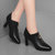 真皮女士皮鞋粗跟2022年春季新款软皮黑色深口单鞋时尚尖头高跟鞋(35 黑色/5350-1高跟(跟高7.4cm))