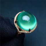 18k金 葡萄石戒指 浓绿葡萄石 水润透亮 晶体好 造型精致 女款宝石戒指