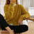 MISS LISA韩版宽松短款毛衣外套长袖针织衫开衫上衣K1108(黄色 S)