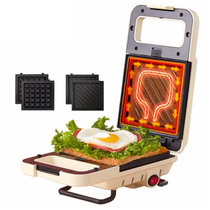 美的（Midea）早餐机MC-JK1312P101Y 双面恒温发热 可拆洗烤盘 家用多功能三明治华夫饼机