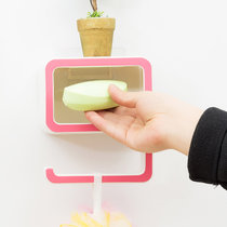 创意数字肥皂架 魔力无痕贴吸壁式肥皂盒 浴室香皂盒多功能卫生间塑料置物架(粉色)