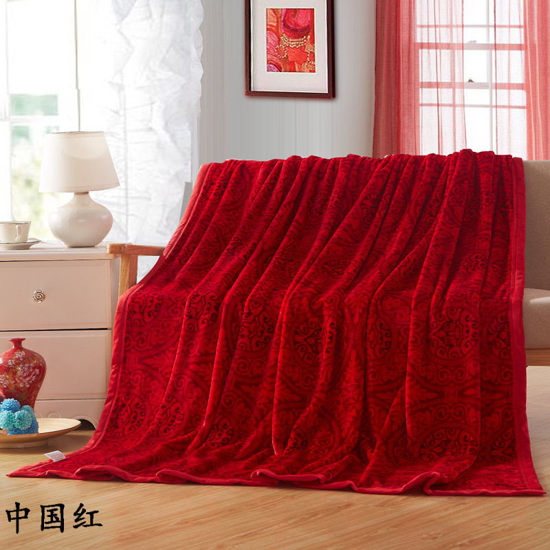 【广婷毛巾被/毯rz-中国红200cm*230cm图片】广婷外贸家纺 金貂绒毛毯