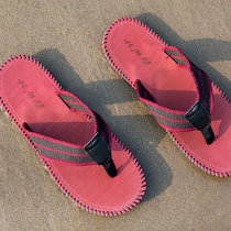 青花款男士人字拖鞋夏季凉拖夹脚防滑平跟舒适凉鞋沙滩鞋欧美潮流(红色 44)