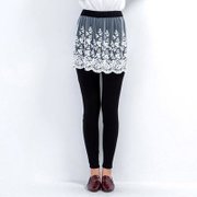 普派2013新款 韩版 蕾丝裤裙波浪边蕾丝花边 假两件套蕾丝裤裙女(黑色 均码)