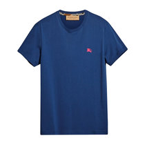 Burberry男士蓝色棉质圆领休闲短袖T恤 4068591XXXL蓝 时尚百搭