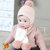 牛奶朋友 冬季宝宝护耳毛线帽双拼色儿童保暖婴儿套头帽围巾(粉红色 均码（44-50cm）)