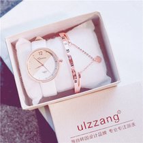 秀文家 一千零一夜热巴手表女学生韩版简约潮流ulzzang小清新学院风网红情侣情人日系(哈蒂白带(送表盒+三角手镯))