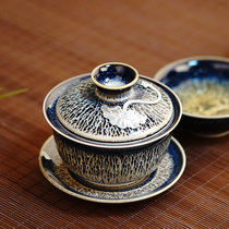 景德镇陶瓷茶壶盖碗 兰花釉大号大容量品茗壶碗功夫茶具(盖碗 其他)
