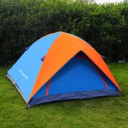 翰光户外3-4人帐篷 手动超轻速开 多人野营双层 防大风雨家庭室外露营(XSD-A蓝橙色)