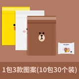 LINE FRIENDS车载小垃圾桶汽车内用可折叠多功能车挂式后排收纳包(3款图案组合款*10包（30个） 默认版本)