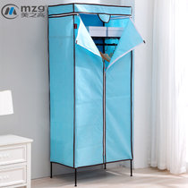 美之高现代经济型卧室单人衣柜简易布艺钢架组装衣橱钢管加粗加固(蓝色)
