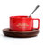 创意美式咖啡杯碟勺 欧式茶具茶水杯子套装 陶瓷情侣杯马克杯.Sy(美式咖啡杯(亮光红)+勺+木盘)