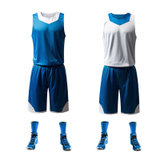 并力运动套装夏季新款双面篮球服运动训练比赛两面穿球服空版球衣组队DIY个性定制(双面湖蓝色 L 160-165)