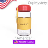 美国cup mystery创意小清新花卉可爱提绳文艺隔热套高硼硅玻璃杯(安妮小女孩 双层熊猫)