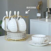 陶瓷英式下午茶咖啡杯套装简约杯碟组合欧式优雅描金咖啡具整套(金边4杯碟 默认版本)