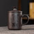 紫砂杯男士大容量泡茶杯办公室家用陶瓷喝茶杯子带盖马克杯喝水杯(款式2（竹字）)