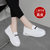 乐福鞋女春季软皮厚底松糕鞋2022年新款黑色休闲鞋百搭一脚蹬女鞋(37 白色/5529(跟高4.5cm))