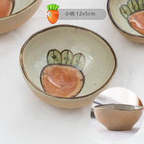 燚坊日式创意手绘胡萝卜粗陶餐具泡面碗大杯马克杯碗杯盘勺套装(胡萝卜小碗 默认版本)