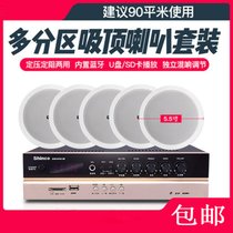 新科（Shinco）AV-107吸顶喇叭套装天花吊顶音响定压背景音乐广播音箱家用无线蓝牙店铺餐厅校园公共系统（请勿刷单）(功放+5.5寸喇叭*5)