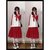 单/套装秋季可盐可甜少女穿搭韩版网红小清新马甲+连衣裙女两件套(M 红色连衣裙+白色马甲)