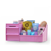 多功能塑料防水抽屉式化妆品收纳盒创意环保桌面首饰整理箱储物架(紫色 套装)
