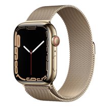 Apple Watch Series 7 智能手表 GPS款+蜂窝款 45毫米金色不锈钢表壳 金色米兰尼斯表带MKJY3CH/A